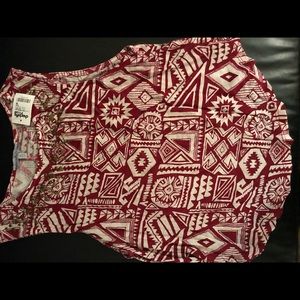 NEW W/ TAGS- Burgundy and white Aztec design top
